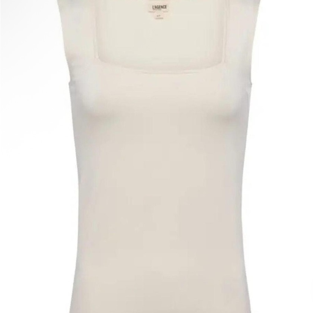 L'AGENCE NWT Medium Kaeli Square Neck Vintage White Tank